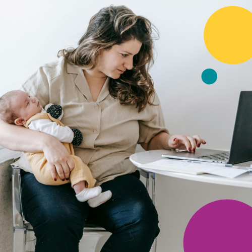 Image: Mother, baby & laptop